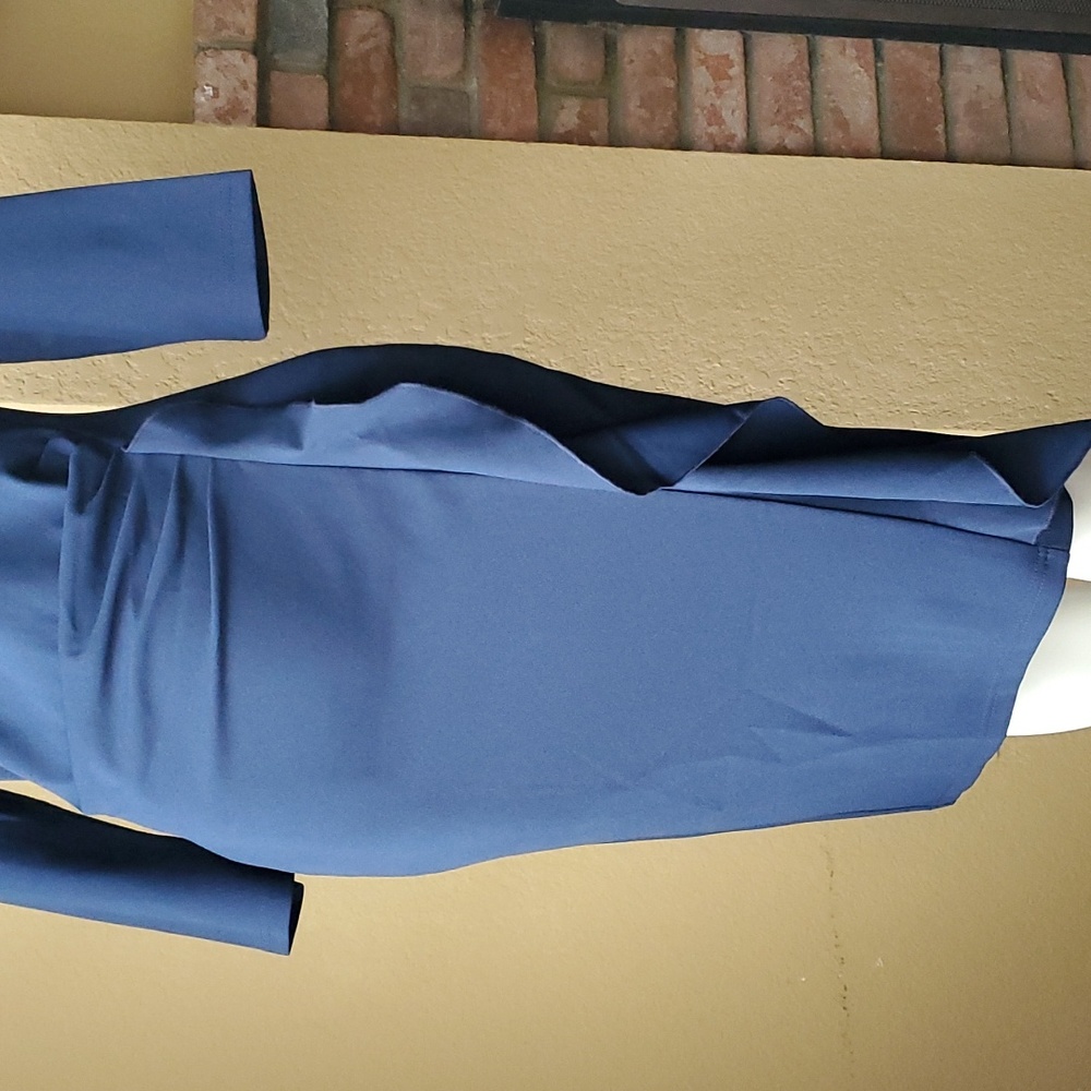 🆕️ MIUSOL Navy Blue Ruched ¾ Sleeve Cascade Ruffle Bodycon Dress SIZE: M - Picture 4 of 12